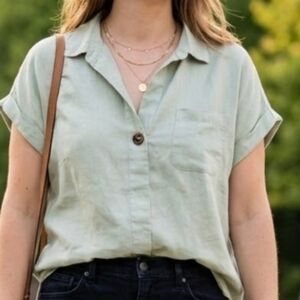Ellen Tracy Sage Button-Down Shirt XL